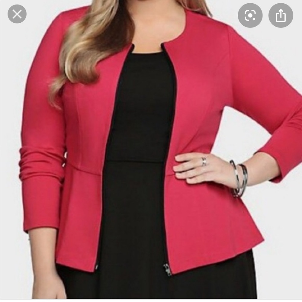 Red peplum zip up blazer/jacket
